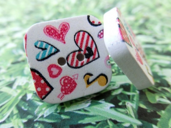 Preview: Quadratische Knopf Ohrstecker Herz